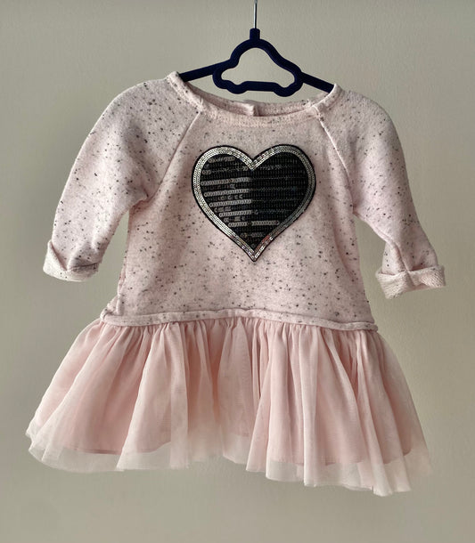Long Sleeve Tulle Dress with Heart Patch